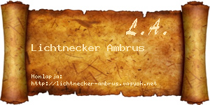 Lichtnecker Ambrus névjegykártya